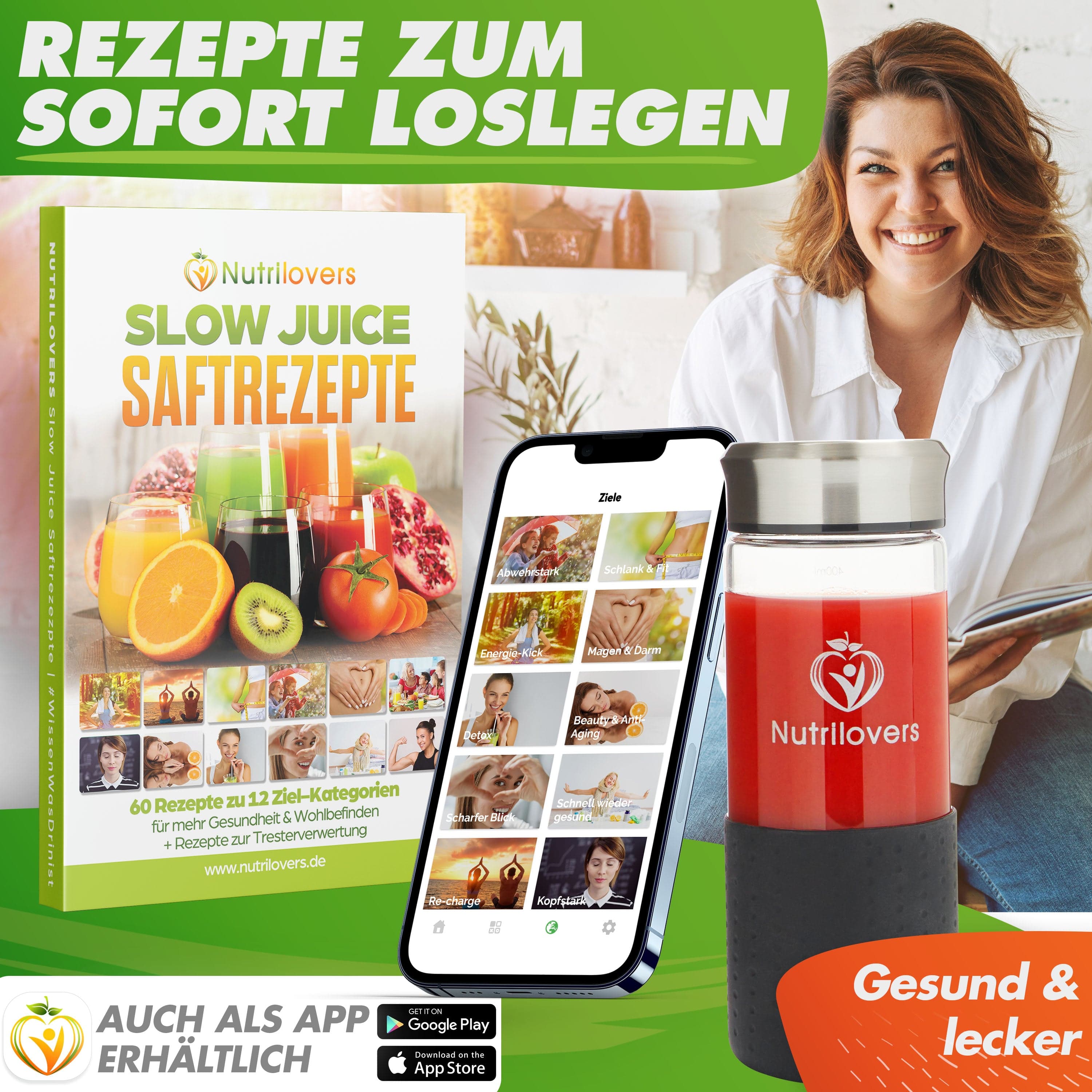 Nutrilovers Slow Juicer MULTI-PRESS KERAMIK (B) Profi Slow Juicer mit echter Keramik Presschnecke | BPA-frei WissenWasDrinIst