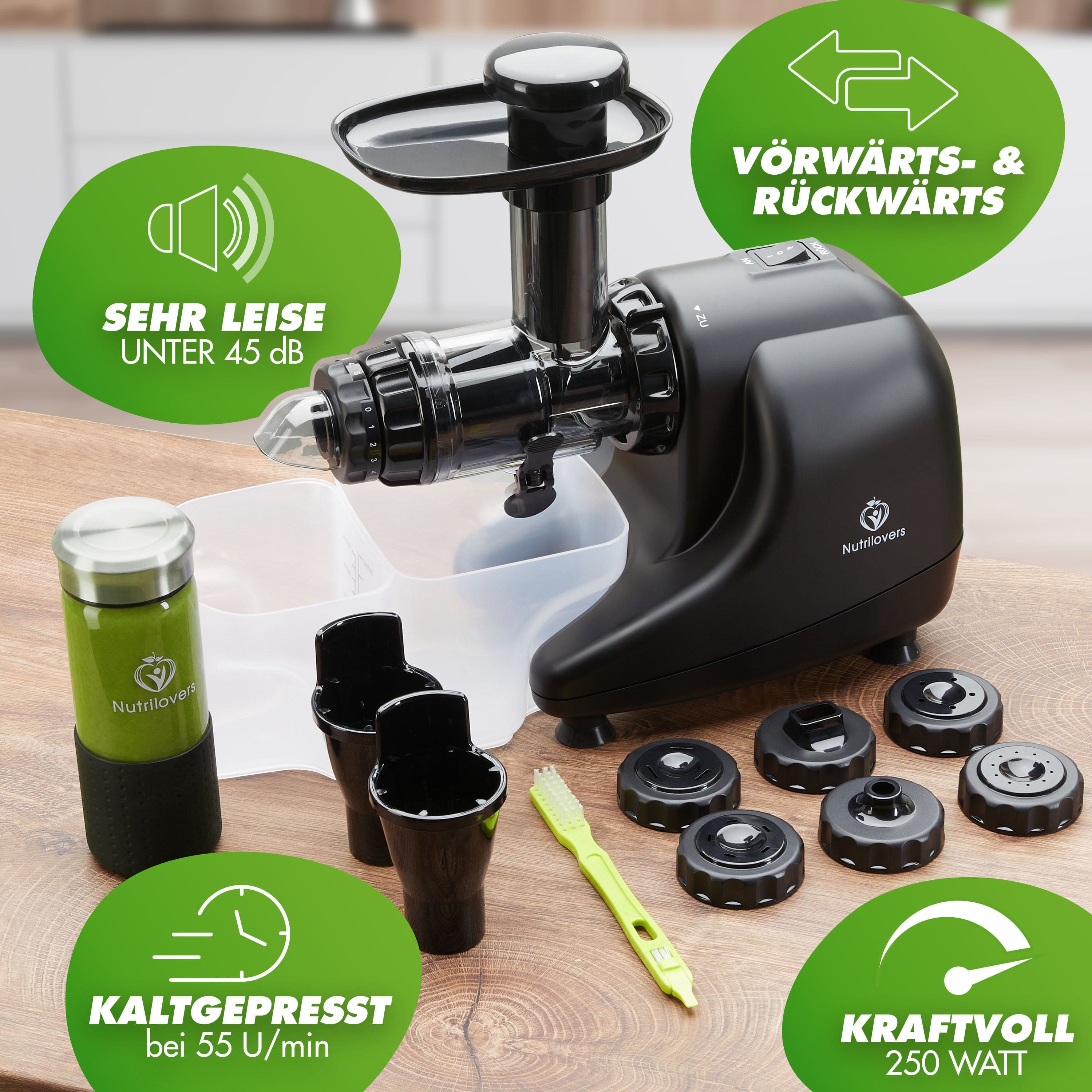 Nutrilovers Slow Juicer MULTI-PRESS KERAMIK (B) Profi Slow Juicer mit echter Keramik Presschnecke | BPA-frei WissenWasDrinIst