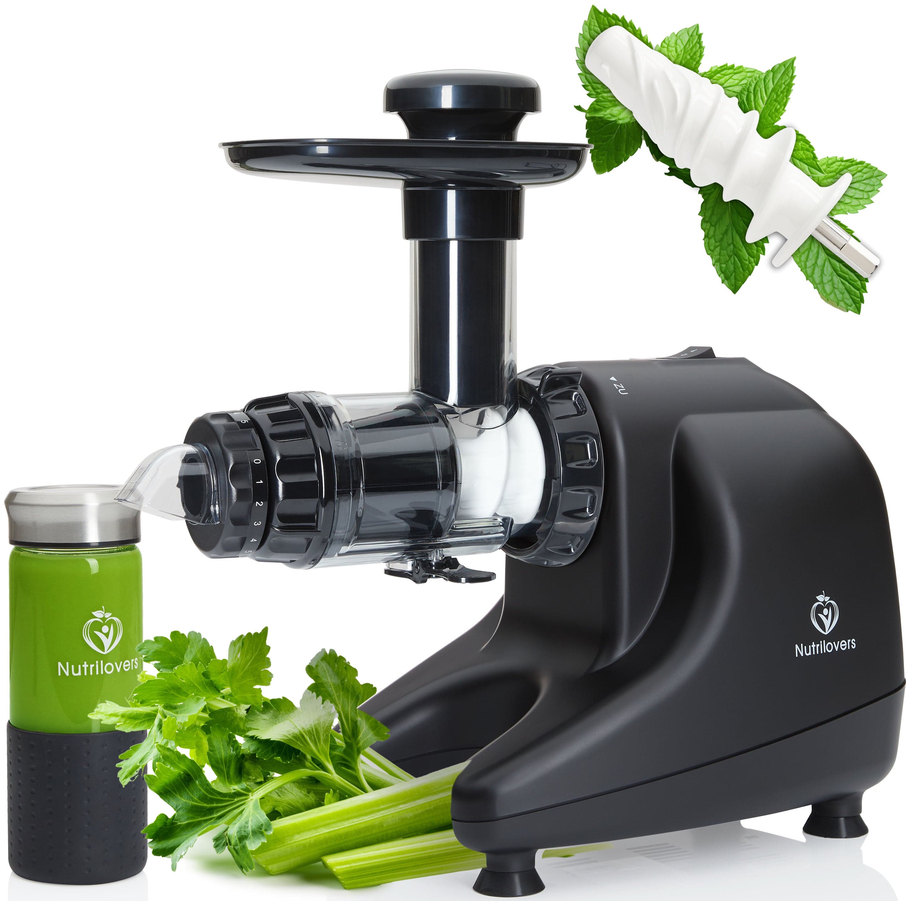 Nutrilovers Slow Juicer MULTI-PRESS KERAMIK (B) Profi Slow Juicer mit echter Keramik Presschnecke | BPA-frei WissenWasDrinIst