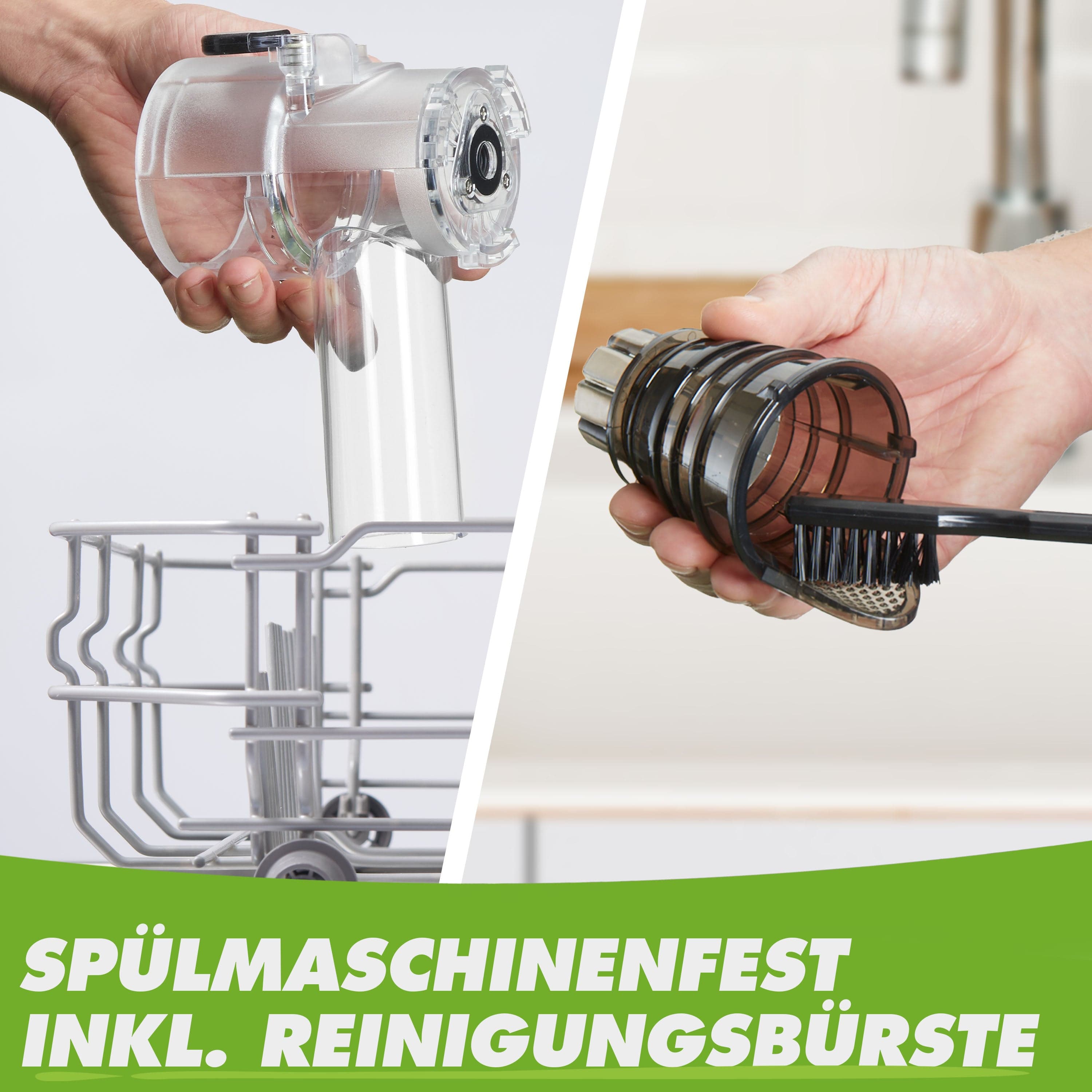 NUTRILOVERS | WissenWasDrinIst Slow Juicer MINI-PRESS SLIM Slow Juicer - Besonders Kompakt & Platzsparend | Entsafter Obst & Gemüse | 100% BPA frei kuechengeraete haushaltsgeraete WissenWasDrinIst