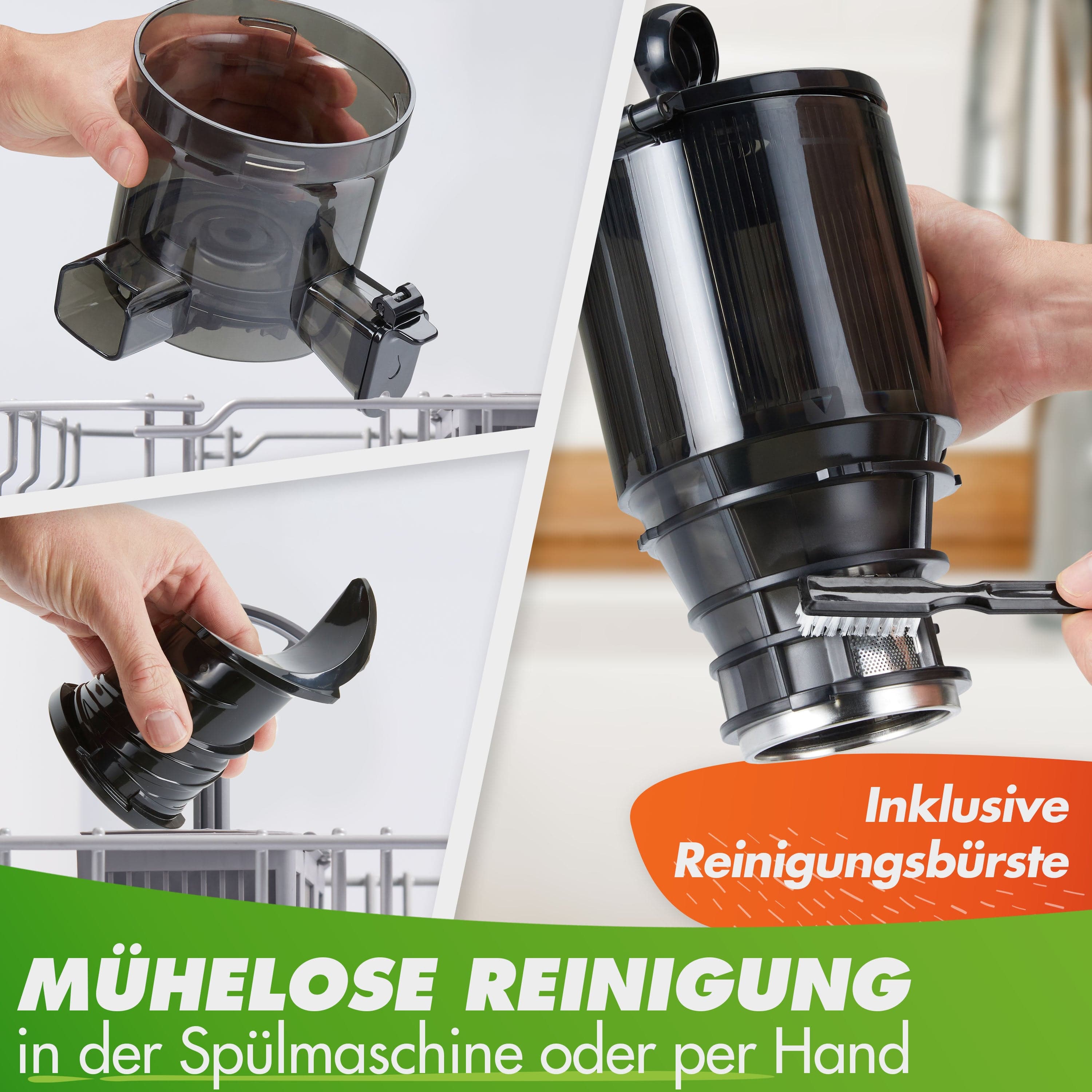 Nutrilovers Slow Juicer NUTRI-PRESS MAX Entsafter Slow Juicer Großer XXL-Einwurf Obst & Gemüse Ganze Früchte entsaften ohne Nachschieben (BPA-frei) WissenWasDrinIst