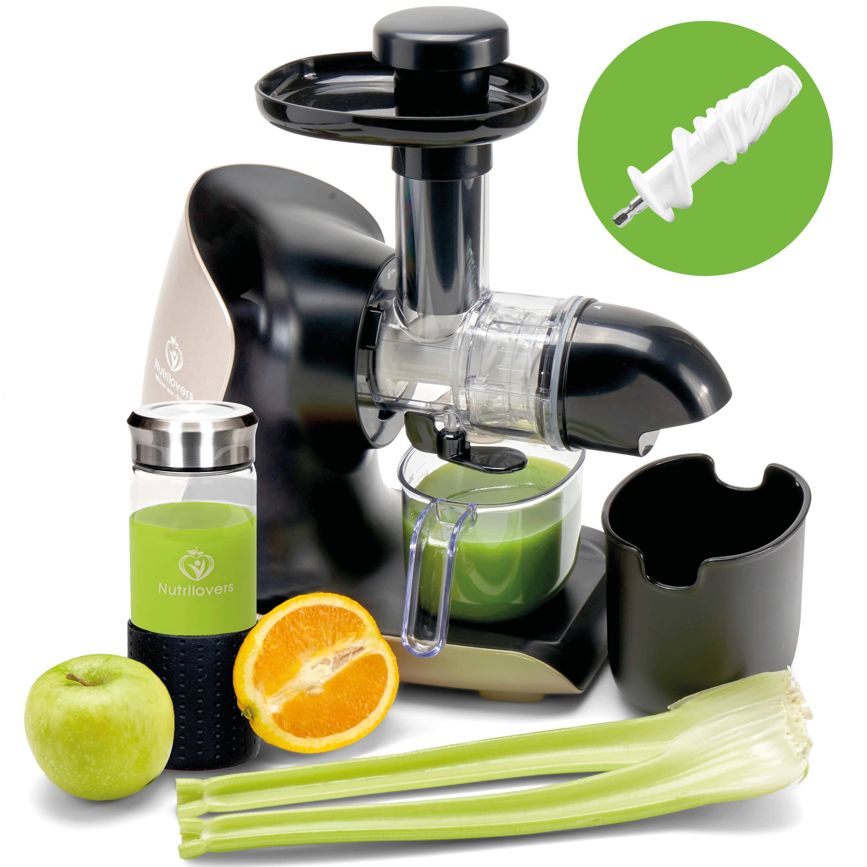 Nutrilovers (Amazon) Slow Juicer GREEN-PRESS KERAMIK (B) GOLD Slow Juicer für Sellerie & Grünes | BPA-frei kuechengeraete haushaltsgeraete WissenWasDrinIst